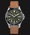 Timex Navi XL TW2U09800 Automatic Green Olive Dial Brown Leather Strap-0