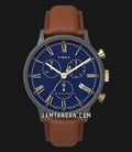 Timex Waterbury TW2U88200 Men Chronograph Classic Blue Dial Brown Leather Strap-0