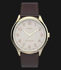 Timex Easy Reader TW2V28100 Indiglo Cream Dial Dark Brown Leather Strap-0