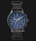 Timex Expedition Scout TW4B04200 Chronograph Mens Blue Dial Black Leather Strap-0