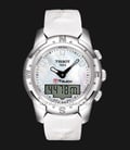 TISSOT T-Touch II T047.220.46.116.00 Mother of Pearl Digital Analog Dial White Leather Strap-0