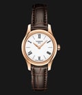TISSOT T-Classic T063.009.36.018.00 Tradition 5.5 Lady Thin White Dial Brown Leather Strap-0
