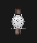 TISSOT Tradition 5.5 T063.209.16.038.00 Ladies Silver Dial Brown Leather Strap-0