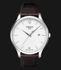 Tissot T-Classic T063.610.16.037.00 Tradition White Dial Brown Leather Strap-0