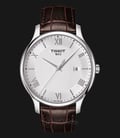 Tissot T-Classic T063.610.16.038.00 Tradition Silver Dial Brown Leather Strap-0
