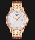 Tissot Tradition T063.610.33.038.00 Silver Pattern Dial Rose Gold Stainless Steel-0