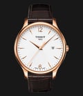 Tissot T-Classic T063.610.36.037.00 Tradition Gent White Dial Brown Leather Strap-0
