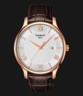 Tissot T-Classic T063.610.36.038.00 Tradition Silver Dial Brown Leather Strap-0