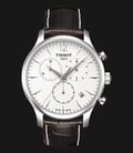Tissot T-Classic T063.617.16.037.00 Tradition Chronograph White Dial Brown Leather Strap-0