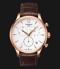 TISSOT T-Classic T063.617.36.037.00 Tradition Chronograph Silver Dial Brown Leather Strap-0