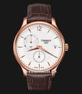 Tissot T-Classic T063.639.36.037.00 Tradition GMT Gent Silver Dial Brown Leather Strap-0