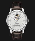 TISSOT Tradition Open Heart Powermatic 80 T063.907.16.038.00 White Dial Brown Leather Strap-0