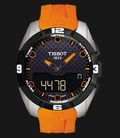 TISSOT T-Touch Expert Solar T091.420.47.051.01 Black Carbon Dial Orange Rubber Strap-0