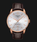 Tissot T-Classic T099.407.36.037.00 Chemin Des Tourelles Powermatic 80 Dark Brown Leather Strap-0