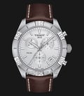 Tissot T-Classic T101.617.16.031.00 PR 100 Sport Chronograph Silver Dial Brown Leather Strap-0