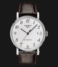 TISSOT T-Classic T109.407.16.032.00 Everytime Swissmatic Silver Dial Brown Leather Strap-0