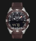 Tissot T-Touch II T110.420.46.051.00 Black Digital Analog Dial Brown Leather Strap  -0