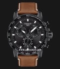 TISSOT Supersport T125.617.36.051.01 Chronograph Black Dial Brown Leather Strap-0