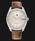 Tommy Hilfiger Theo 1710430 Beige Dial Brown Leather Strap-0