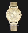 Tommy Hilfiger Pippa 1781921 Ladies Champagne Floral Pattern Dial Gold Mesh Strap-0