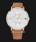 Tommy Hilfiger Jenna 1781947 Ladies Silver Dial Brown Leather Strap-0