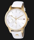 Tommy Hilfiger 1782018 Brooke Ladies Silver Dial White Leather Strap-0