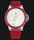 Tommy Hilfiger 1782028 Brooke Ladies Silver Dial Red Rubber Strap-0