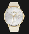 Tommy Hilfiger 1782035 Ladies Silver Dial Beige Leather Strap-0