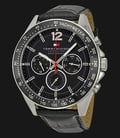 Tommy Hilfiger 1791117 Stainless Steel Black Leather Strap-0