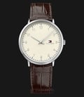 Tommy Hilfiger 1791338 Men Cream Dial Brown Leather Strap-0