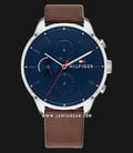 Tommy Hilfiger Chase 1791487 Men Blue Dial Brown Leather Strap-0