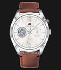 Tommy Hilfiger 1791550 Deacan Men Silver Dial Brown Leather Strap-0