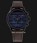 Tommy Hilfiger 1791593 Icon Men Blue Dial Brown Leather Strap-0
