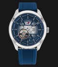 Tommy Hilfiger Oliver 1791885 Automatic Skeleton Dial Blue Silicone Strap-0