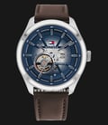 Tommy Hilfiger Oliver 1791888 Automatic Skeleton Dial Brown Leather Strap-0