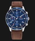 Tommy Hilfiger Jimmy 1791946 Blue Dial Brown Leather Strap-0