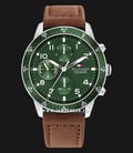 Tommy Hilfiger Jimmy 1791948 Green Dial Brown Leather Strap-0