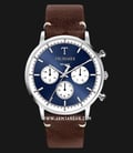 Trussardi T-Gentleman R2451135004 Milano Chronograph Blue Dial Brown Leather Strap-0