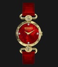 VERSUS SOL03 0015 Sunnyridge Gold PVD Coating Red Leather Band-0