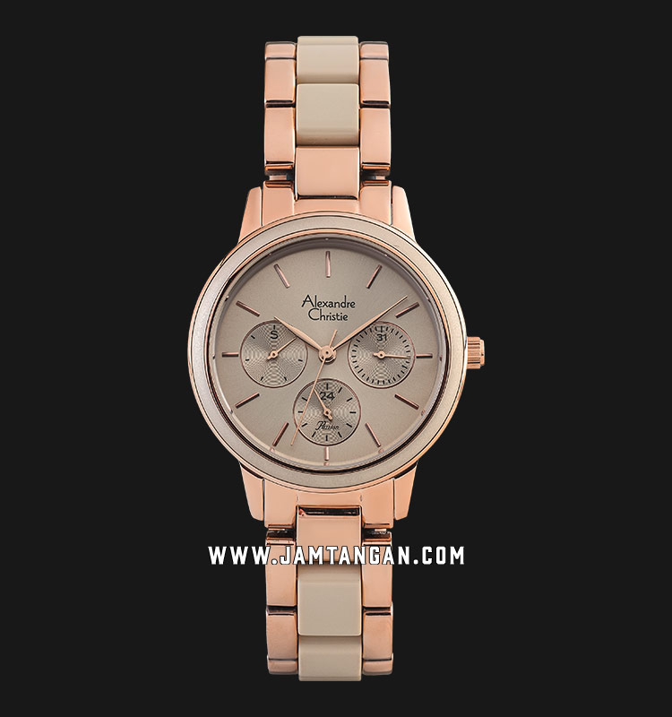 Alexandre Christie Passion AC 2938 BF BRGRGN Ladies Rose Gold Dial Dual Tone Stainless Steel Strap-0