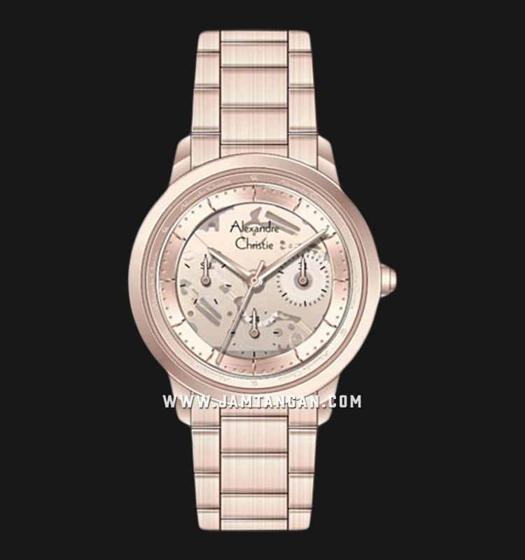 Alexandre Christie AC 2A10 BF BRGLN Ladies Transparency Dial Rose Gold Stainless Steel Strap