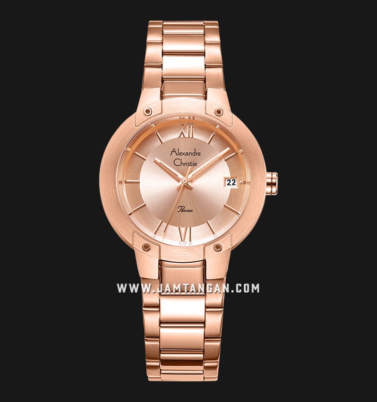 Alexandre Christie Passion AC 2A12 LD BRGLN Ladies Rose Gold Dial Rose Gold Stainless Steel Strap