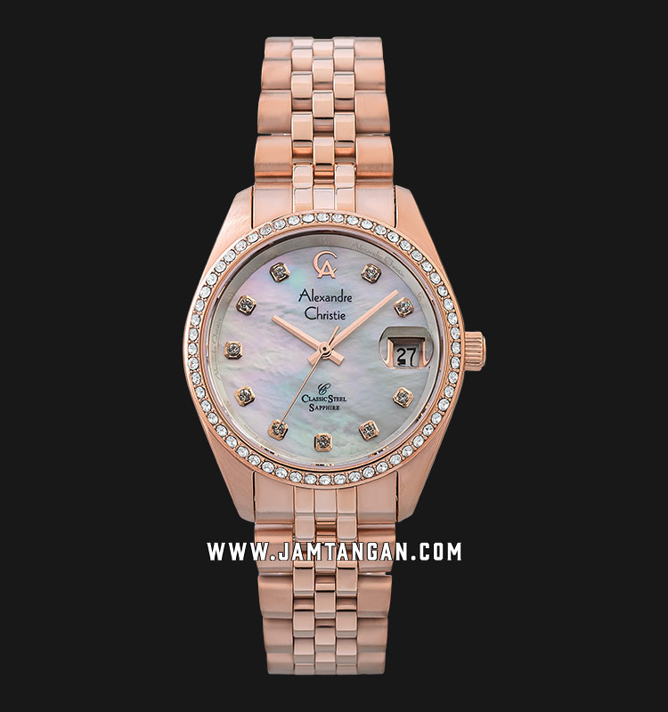 Alexandre Christie Classic Steel AC 5012 LD BRGMS Mother Of Pearl Dial Stainless Steel Strap-0