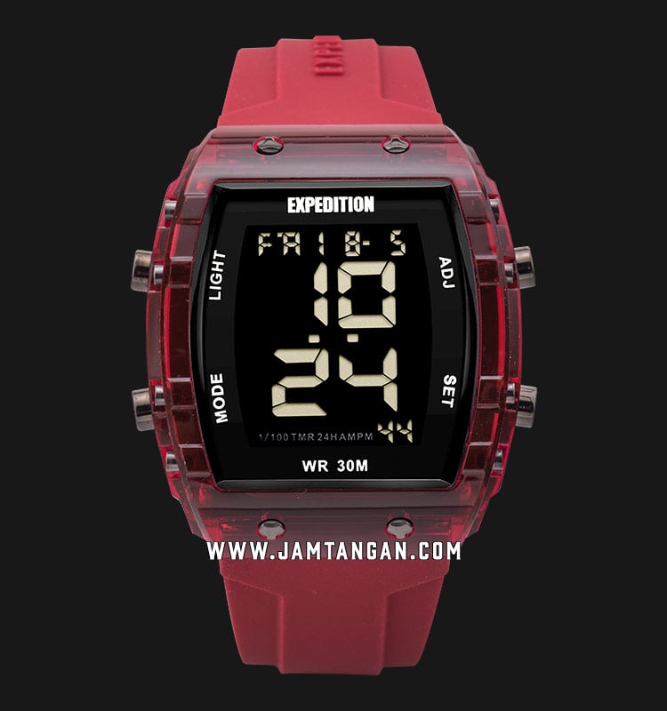 Expedition Ladies E 6827 MH RIPBARE Digital Dial Red Rubber Strap