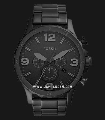 Fossil Nate JR1401 Chronograph Black Dial Stainless Steel Strap