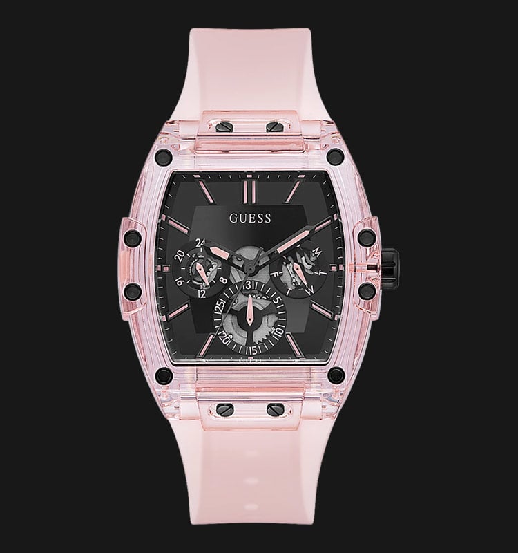 Guess Sporting GW0032G1 Ladies Black Dial Pink Silicone Strap-0