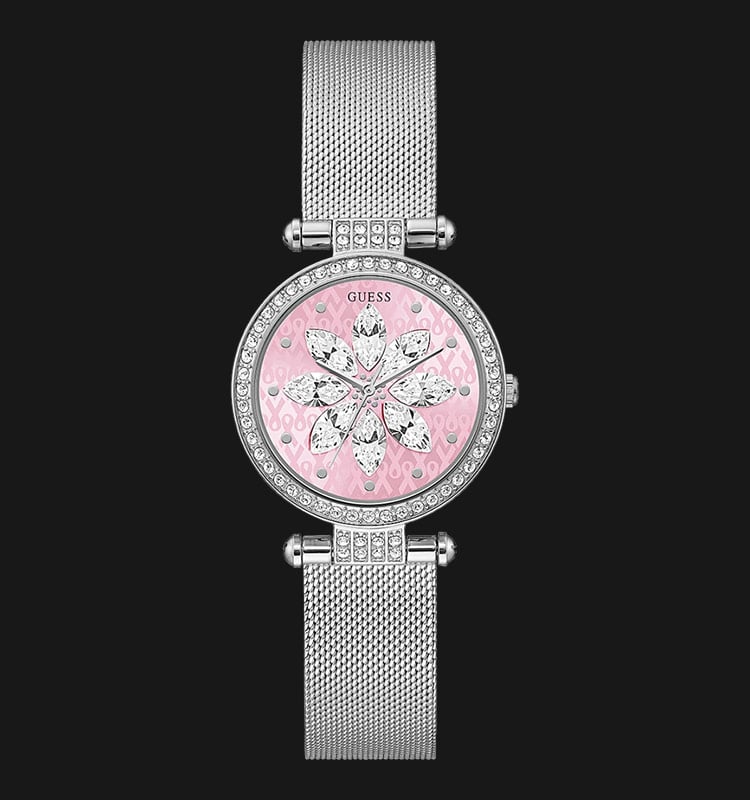 Guess Sparkling Pink Limited Edition GW0032L3 Ladies Pink Dial Mesh Strap-0