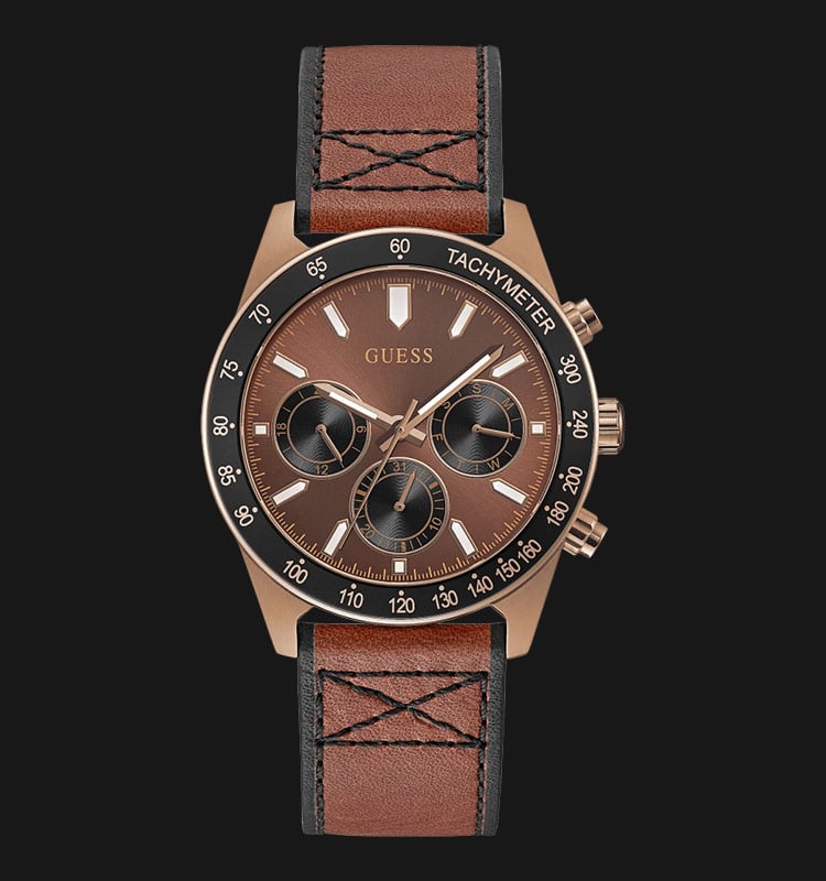 Guess Altitude GW0331G1 Brown Dial Brown Leather Strap-0