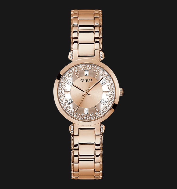 Guess Crystal Clear GW0470L3 Ladies Rose Gold Dial Rose Gold Stainless Steel Strap
