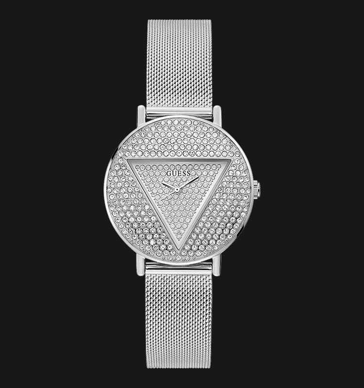 Guess Iconic GW0477L1 Ladies Silver Glitz Dial Stainless Steel Mesh Strap-0